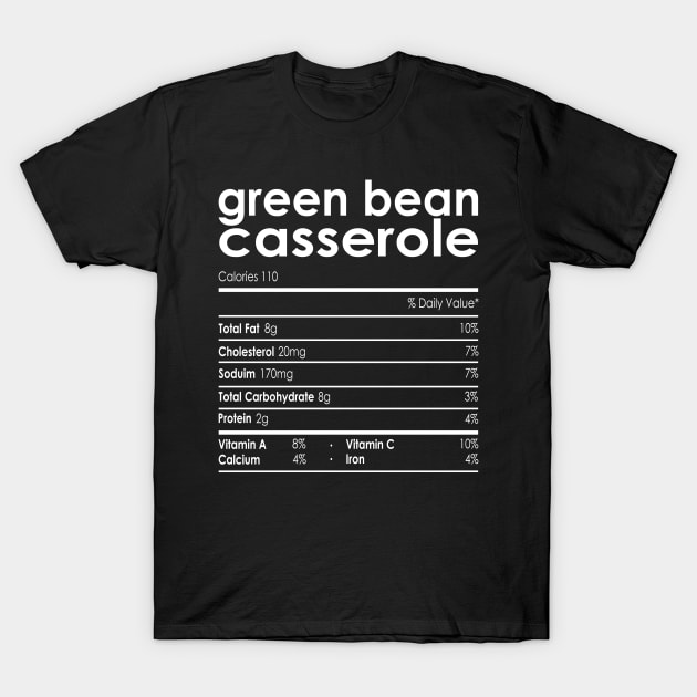 Green beans Nutrition Facts Funny Food Thanksgiving Xmas T-Shirt by FunnyUSATees